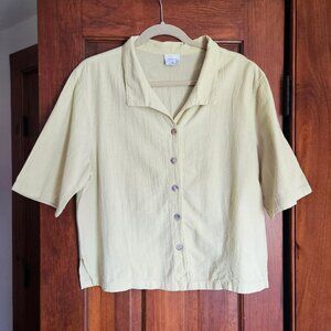 CMC Pale Yellow Short Sleeve Button Shirt Sz XL